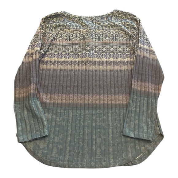 KEREN hart Purple, Blue and Grey Patterned Long Sleeve Top. - Picture 2 of 5